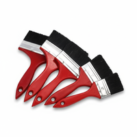 Ensemble de pinceaux à peinture murale de qualité industrielle OEM, manche en plastique rouge imitation bois, poils de 1,5 cm d'épaisseur, garantie de 3 ans