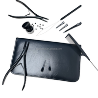 Kit de pinces professionnelles en acier inoxydable pour extensions capillaires – Pince à micro-perles à deux trous, outil de dépose, ciseaux à double denture