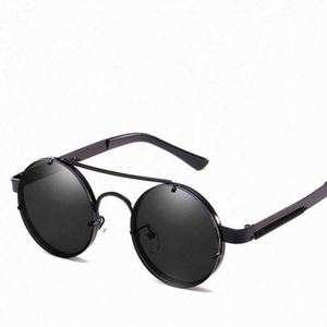 Gafas de Sol Redondas Steampunk Vintage de Moda para Hombre, Venta al por Mayor, Montura Metálica con Patillas de Resorte, Protección UV400 - Product Image 4