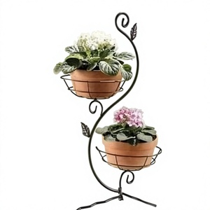 Support de Jardinière Métallique Robuste d'Extérieur Décoratif à 2 Niveaux pour Patio, Présentoir de Plantes de Jardin pour Maison, Balcon, Cour - Product Image 2