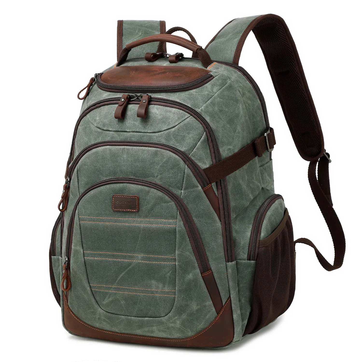 Nerrlion OEM DOM Laptop Crazy Horse Leather Backpack Men Women Outdoor Waterproof Travel College Bookbag Unisex Vintage Backpack