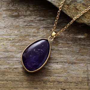 Collar de Piedra Natural de Amatista y Lapislázuli en Polvo, Simple y Elegante, Regalo para Mi Hija - Product Image 2