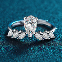 Bagues de dropshipping en moissanite 1 carat, taille ronde, taille émeraude, taille cœur, pour mariage et fiançailles