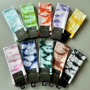 Hot sell best quality tie dye cotton socks custom brand logo men's sporting tie dye NK socks for male