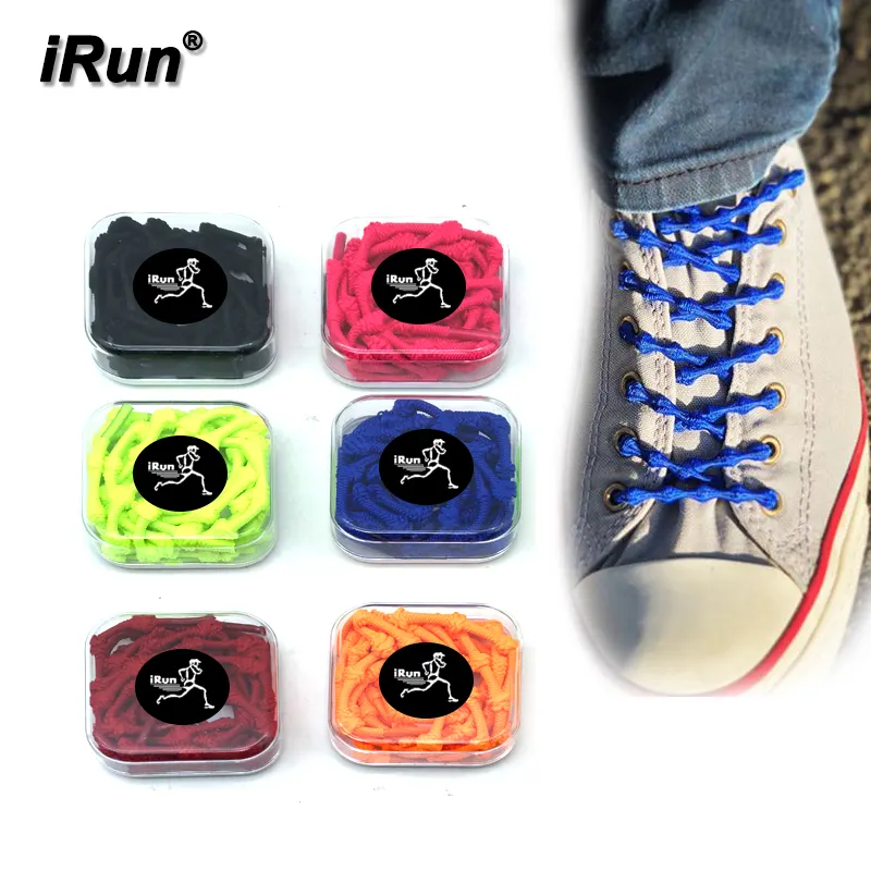 iRun Top Quality No Tie Elastic Shoelaces With Knots Lace For Any Outdoors Sports Elastic Bamboo Knot Lazy Shoelaces