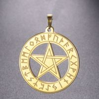 Pendentif Pentagramme Vintage Myshape avec Cercle de Runes, Amulette Nordique en Acier Inoxydable, Breloques pour la Fabrication de Bijoux