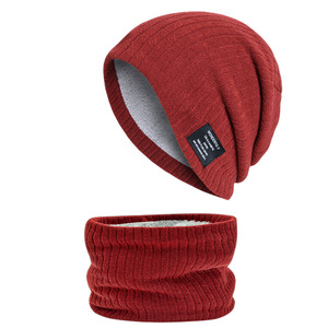 Groothandel Tweedelige Winter Unisex <span class=keywords><strong>100</strong></span>% Acryl Fleece Muts Set Warme Gebreide Sjaal & Oorbescherming Afbeelding Stijl Hoed - Product Image 5