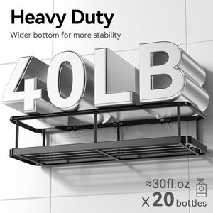 Set di 6 Portaoggetti da Doccia in Acciaio Inox a Parete, Grande Capacità, 100% Antiruggine, Impermeabile, Senza Foratura, Organizzatore per Bagno - Product Image 3