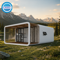 Capsule de vie autonome au design futuriste, conteneur extensible de 40 pieds, maison-capsule spatiale de luxe type Apple Cabin avec balcon