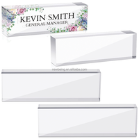 Plaque d'identification en acrylique personnalisée, plaque signalétique vierge personnalisée, bloc de verre acrylique transparent pour enseignants de bureau, employés