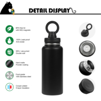 Bouteille d'eau magnétique de marque de 32 oz, bouteille isotherme en acier inoxydable, gourde portable, bouteille d'eau personnalisée avec logo pour souvenirs