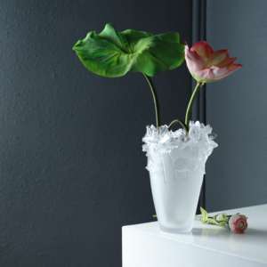 Vas teratai tenteram kristal Liuli cetakan daun mengambang desain meditasi Zen Dekor kuil potongan seni - Product Image 5