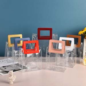Hot Sale Wholesale Clear Plastic <b>Gift</b> Bags with Leather Handle Reusable Handbag Transparent PVC Plastic <b>Gift</b> <b>Wrap</b> Tote Bag - Product Image 6