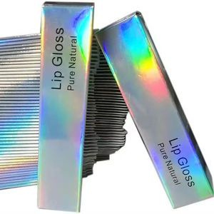 Boîtes pour gloss à lèvres, 10,7x2,3x2,3 cm, boîte d'emballage holographique argentée, boîtes d'emballage pour tubes de gloss à lèvres en papier kraft brillant - Product Image 1