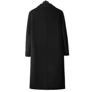 Abrigo de Punto Cruzado para Hombre, Otoño-Invierno, de Lana Negra, Largo, con Cierre de un Solo Botón, Cuello Alto, Estilo Blazer <span class=keywords><strong>Juvenil</strong></span> - Product Image 2