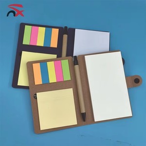 Ensemble de papeterie mignon et écologique avec logo personnalisé, bloc-notes adhésif avec couverture en kraft et bouton-pression, mini bloc-notes avec stylo - Product Image 3