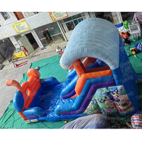 Château gonflable à thème sous-marin avec toboggan, toboggan gonflable sec pour enfants, idéal pour les fêtes et les divertissements
