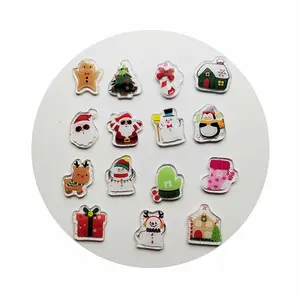 Acrylic Christmas Mixed Planar Resin Christmas Tree Snowflake Cane Flatback Charms Sewing Accessories Dress Shirt Button