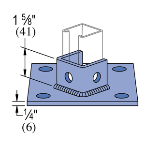Thép Carbon/SS304/SS316 7 lỗ chéo/cho 1-5/8 "strut kênh vuông bài cơ sở - Product Image 4
