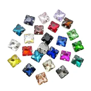 핫 세일 사각형 모양의 모조 다이아몬드 의류 골드 프롱 바느질 strass 비즈 크리스탈 모조 다이아몬드