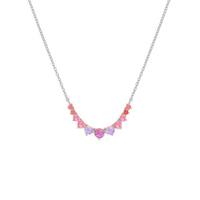 Collier Cascade Ombré en Opale Rose Gemnel Couleurs Personnalisées, Chaîne Câble en Argent 925 Plaqué Or 18K