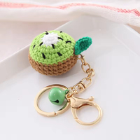 Vente en gros de porte-clés en crochet mignon en forme de fruits, pastèque, orange, fraise, nourriture, porte-clés en crochet mignon, accessoires pour sac