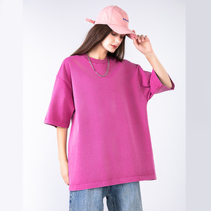 เสื้อยืดคอกลมแขนสั้น100% ผ้าบาติกขนาดใหญ่สไตล์ยุโรปอเมริกัน300กรัมผ้าคอตตอนทอดเค็มถัก - Product Image 6