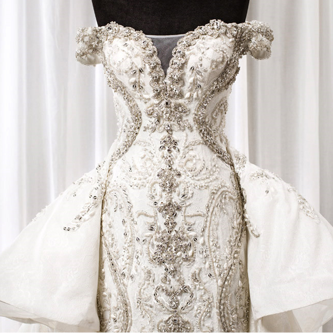 wedding dresses crystal detachable skirt