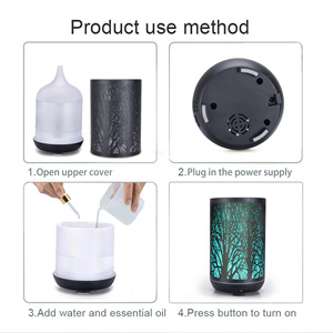 Diffuseur d'arômes de branche de forêt, humidificateur ultrasonique 300 ml avec lumière LED, pour usage domestique, noir - Product Image 4