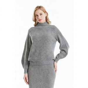 Pull en cachemire pur à 100% pour femmes, col roulé haut, tricoté plat, décontracté pour l'hiver - Product Image 1
