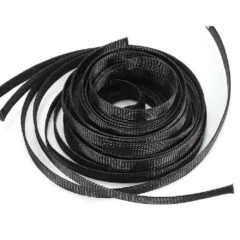 Expandable Pet Black Cable Management Sleeves Braided Nylon Cable Protection Sleeves