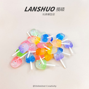 จี้รูปอมยิ้มเรืองแสงในที่มืด Lanshuo แบบไล่สี ทำจากอะคริลิกเรซิ่น รูปทรงอาหาร สำหรับทำเครื่องประดับ ของขวัญสำหรับทุกเพศ - Product Image 3