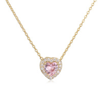 Collar de Mujer con Colgante de Corazón de Amor para Cumpleaños, Cadena de Eslabones de Cobre Chapado en Oro, Estilo Moderno