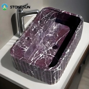StoneSun naturale Rosso Levanto in marmo nero lavello a parete in vetro lavabo da bagno strumento per la stanza della polvere da cucina - Product Image 1