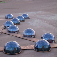 Tenda a Cupola Geodetica con Telaio in Alluminio Anodizzato e Vetro Cavo Resistente ai Raggi UV per Campeggi di Lusso e Resort