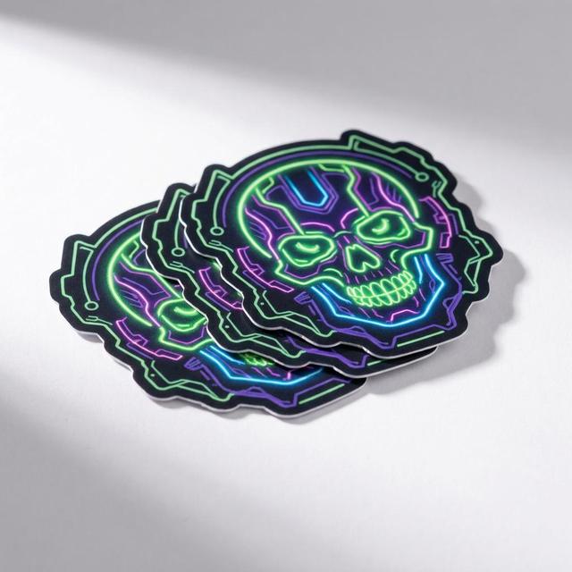 Durable Neon Cyberpunk Robot Stickers Custom Die Cut Vinyl Stickers Gaming Logo Decals for Laptop Skateboard Decor