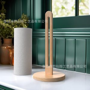 Wooden Tissue Holder Desktop <b>Kitchen</b> Bathroom Paper Roll Stand Storage <b>Rack</b> Multi Purpose - Product Image 4
