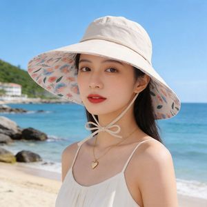 Sun Protection Bucket <b>Hat</b> Floral Print Breathable Polyester Pink For Beach Travel Summer UV Shielding - Product Image 4