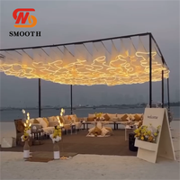 Rideaux de plafond de mariage lisses, rideaux en gaze suspendus, décoration de plafond, bande lumineuse LED, draperies froissées