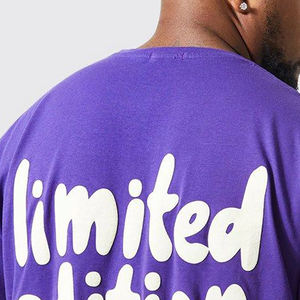 100% coton 180 grammes T-shirt ample surdimensionné de haute qualité pour hommes Logo personnalisé impression en mousse T-shirt imprimé bouffant 3d - Product Image 2
