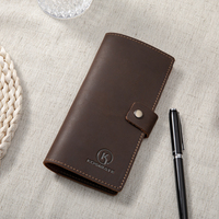 Porte-chéquier personnalisé en cuir véritable, fin et durable, portable pour les chéquier personnels et professionnels, format long