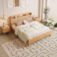 Ensemble de chambre à coucher Delanto moderne en bois massif avec plateforme, taille Queen et King, cadre en rotin, rangement, lit doux écologique pour la maison et l'appartement