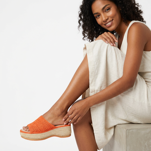 Sandalias de Rafia Naranja con Plataforma y Punta Abierta, Transpirables, Hechas a Mano en Marruecos, con Entresuela de Espuma y Suela de Goma, Auténticas - Product Image 3