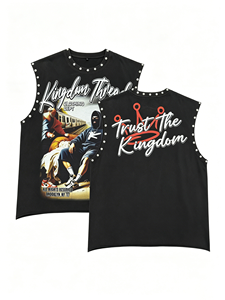 Wholesale Men Vest Custom Graphic Print Cotton Heavyweight <b>Rhinestone</b> Vest Boxy Fit Sleeveless Vest Men's Tank <b>Tops</b> - Product Image 4