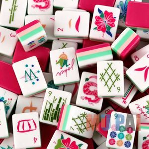 Fashion Colored Modern American <b>Mahjong</b> <b>Set</b> PU Material Pink Stylish Tiles Luxury Design 4 Players Unique Gift for Women Adults - Product Image 4