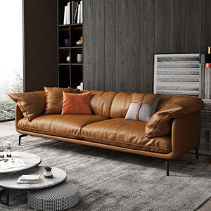 أريكة حديثة فاخرة منحنية على شكل حرف L، أثاث غرفة الجلوس، سرير أريكة من الجلد على شكل حرف L بـ 7 مقاعد، طقم أرائك سحابية - Product Image 3