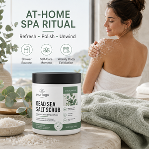 Exfoliante corporal 4 en 1 Private Labe: exfolia, limpia, nutre e hidrata. Sin parabenos, sin sulfatos. Exfoliante de sal del Mar Muerto con eucalipto. - Product Image 6