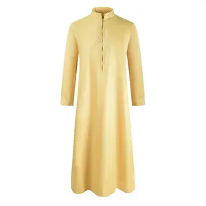 2023 New Standing Collar Qatar Shiny Robe Bestickte islamische Robe für muslimische Männer
