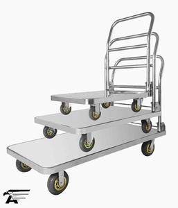 Carretilla de Plataforma Industrial de Acero Inoxidable, Carro de Servicio Plegable, Modelo ST450D-DX - Product Image 1