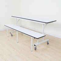 Ensemble de mobilier scolaire pliable en bois pour 6/8/12 places, banc et table d'école pour l'école
